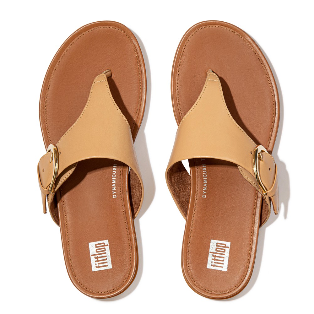 Fitflop Womens Sandals - Gracie Buckle Leather Toe-post - Brown - 132-LWNEUQ